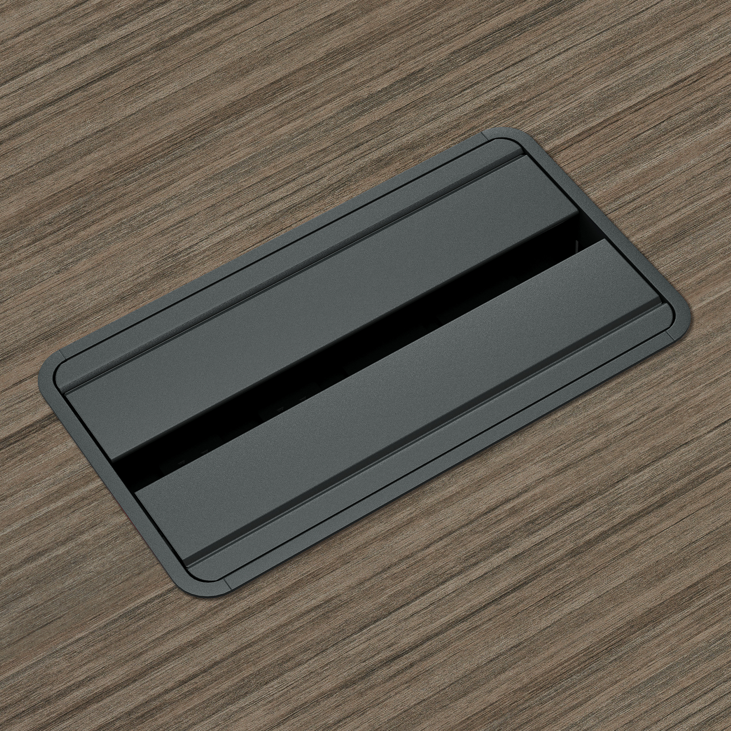 Bloc d’alimentation encastré double face, 2 prises de courant avec ports USB-A et C à montage, noir Model Thumbnail