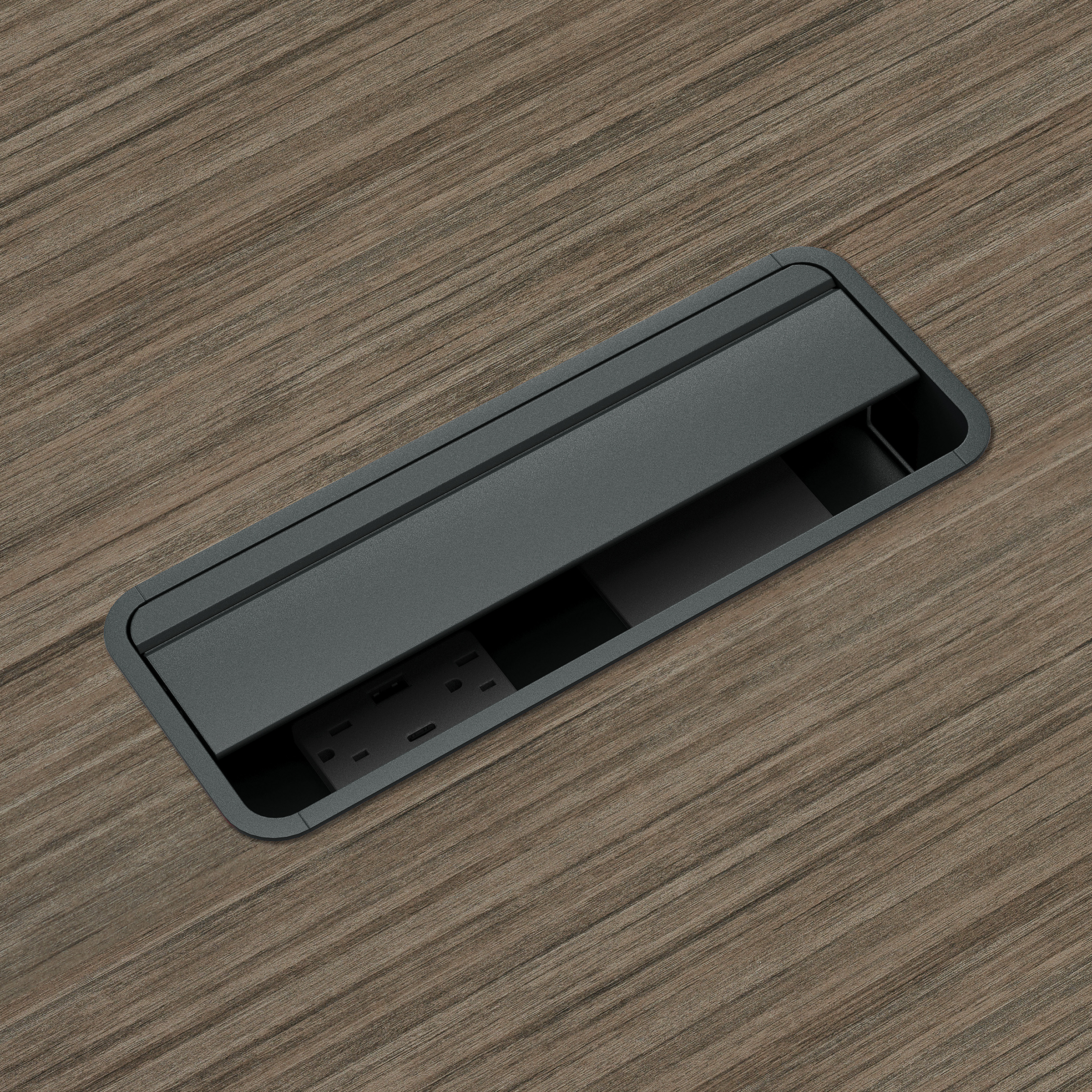 Bloc d’alimentation encastré simple face, ports USB-A et C à montage, noir Model Thumbnail