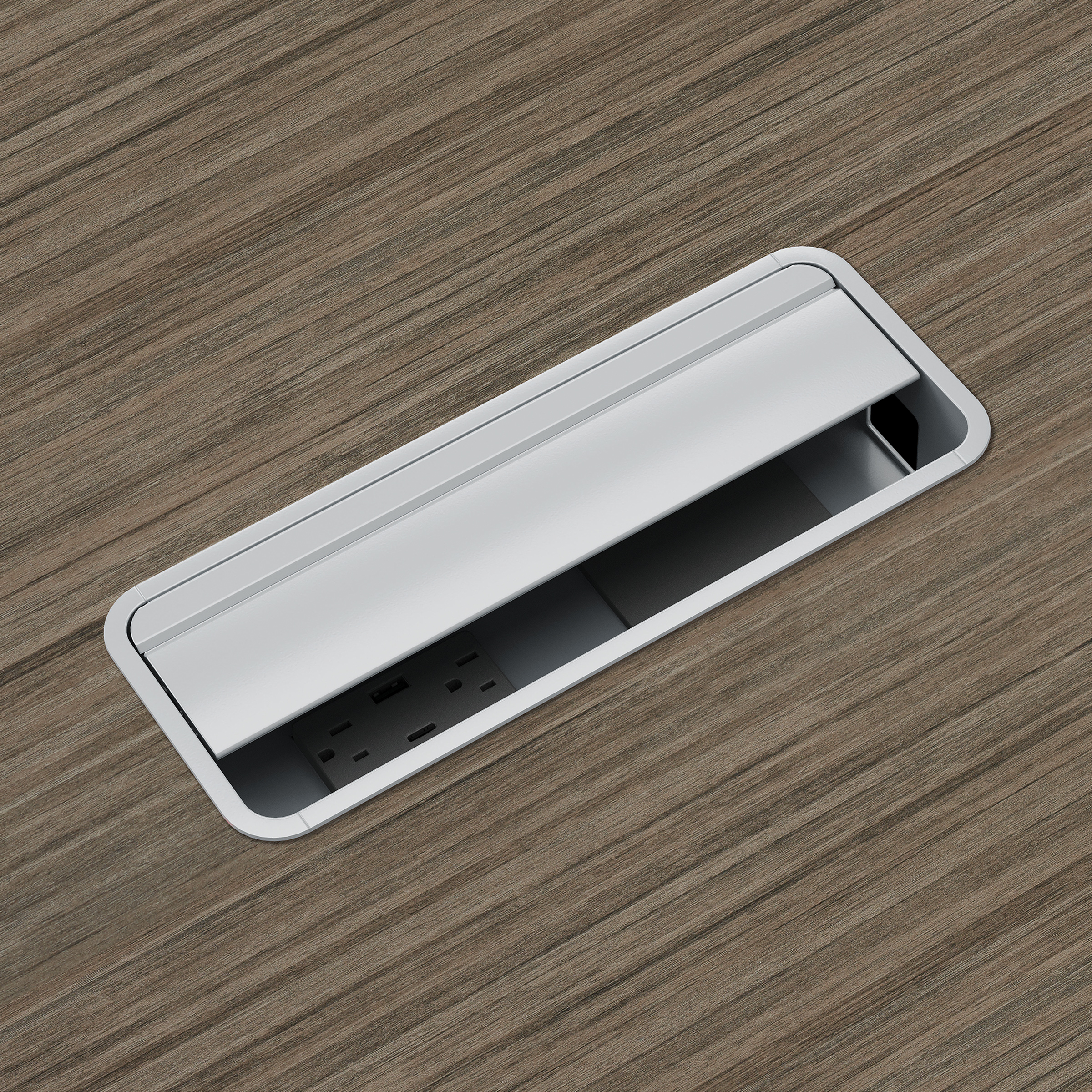 Bloc d’alimentation encastré simple face, ports USB-A et C à montage, tungstène Model Thumbnail