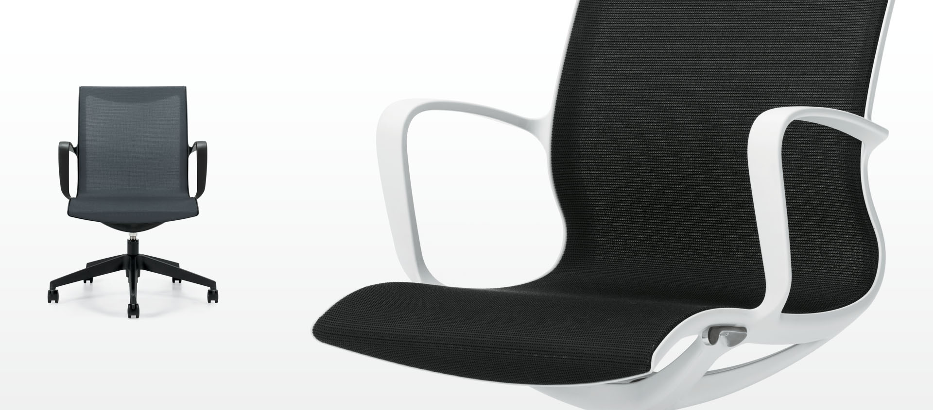 Image of black mesh conference chair
