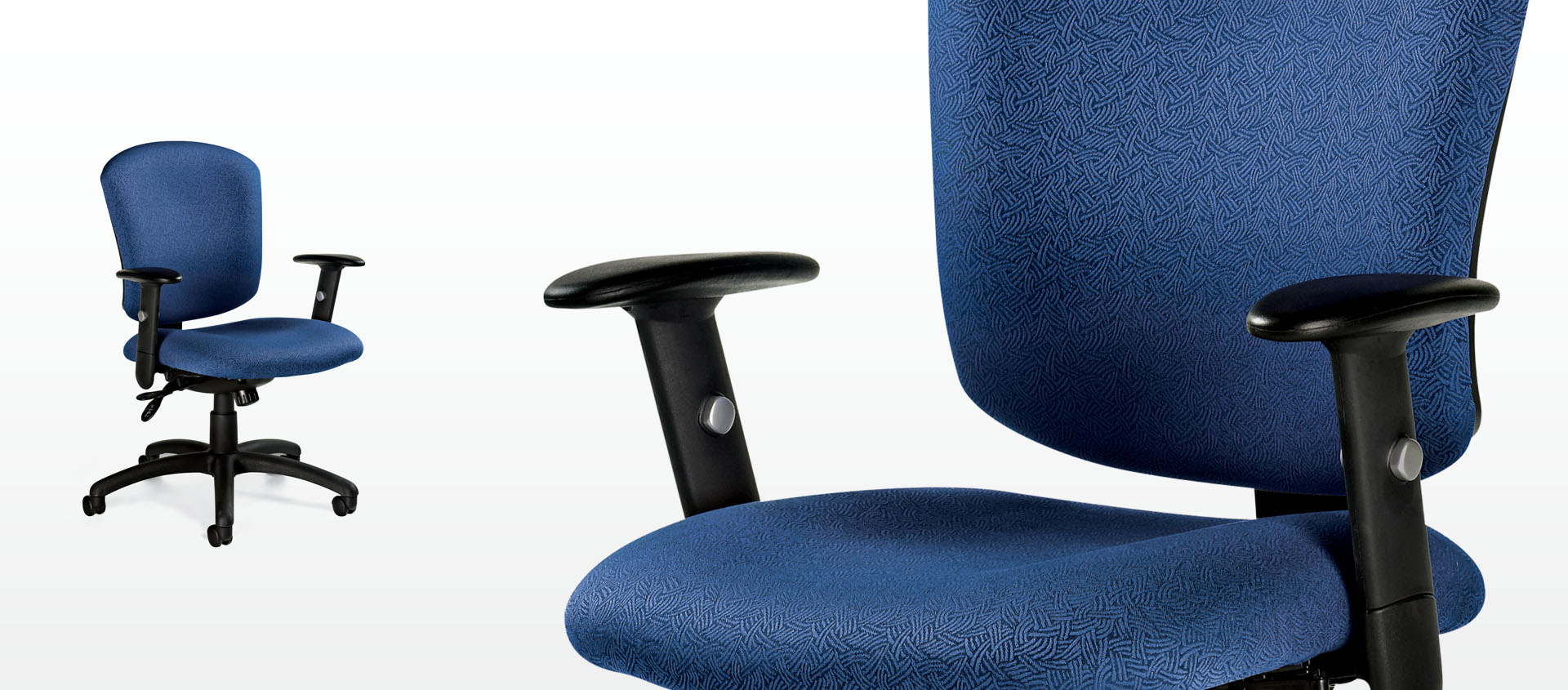 Global Supra Fabric Black Mid-Back Executive Swivel Office Task Fixed Arm Chair 
