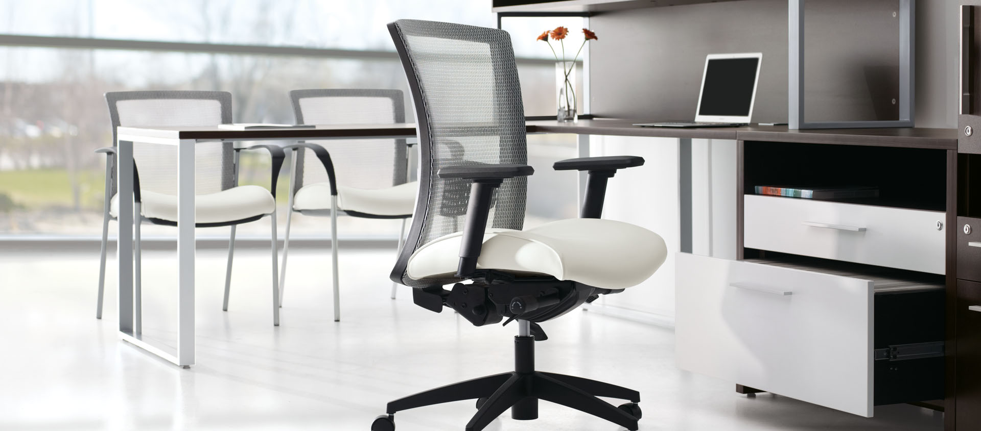 chesterfield office chair grey