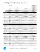 Metal Leg, Frame + Base Finishes Reference Chart Brochure Cover