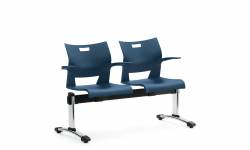 Two Seat Beam - 2 Seat Units with Arms, Upholstered Seat & Polypropylene Back Model Thumbnail