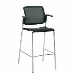 Sonic - classroom chairs - classroom seating - Bar Stool with Arms, Polypropylene Seat & Mesh Back