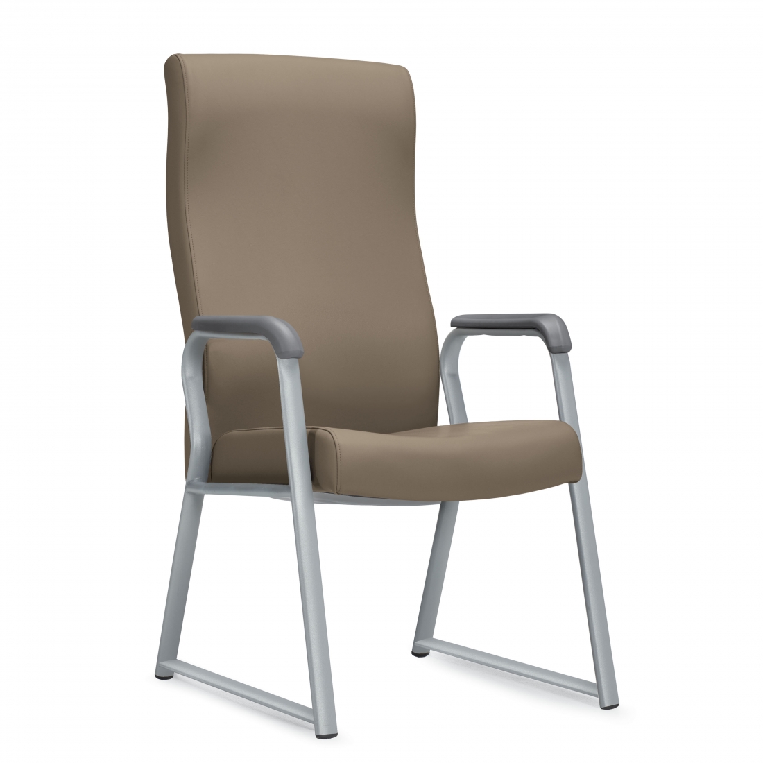 Contoured High Fixed Back Straight Top Armchair, Sled Base