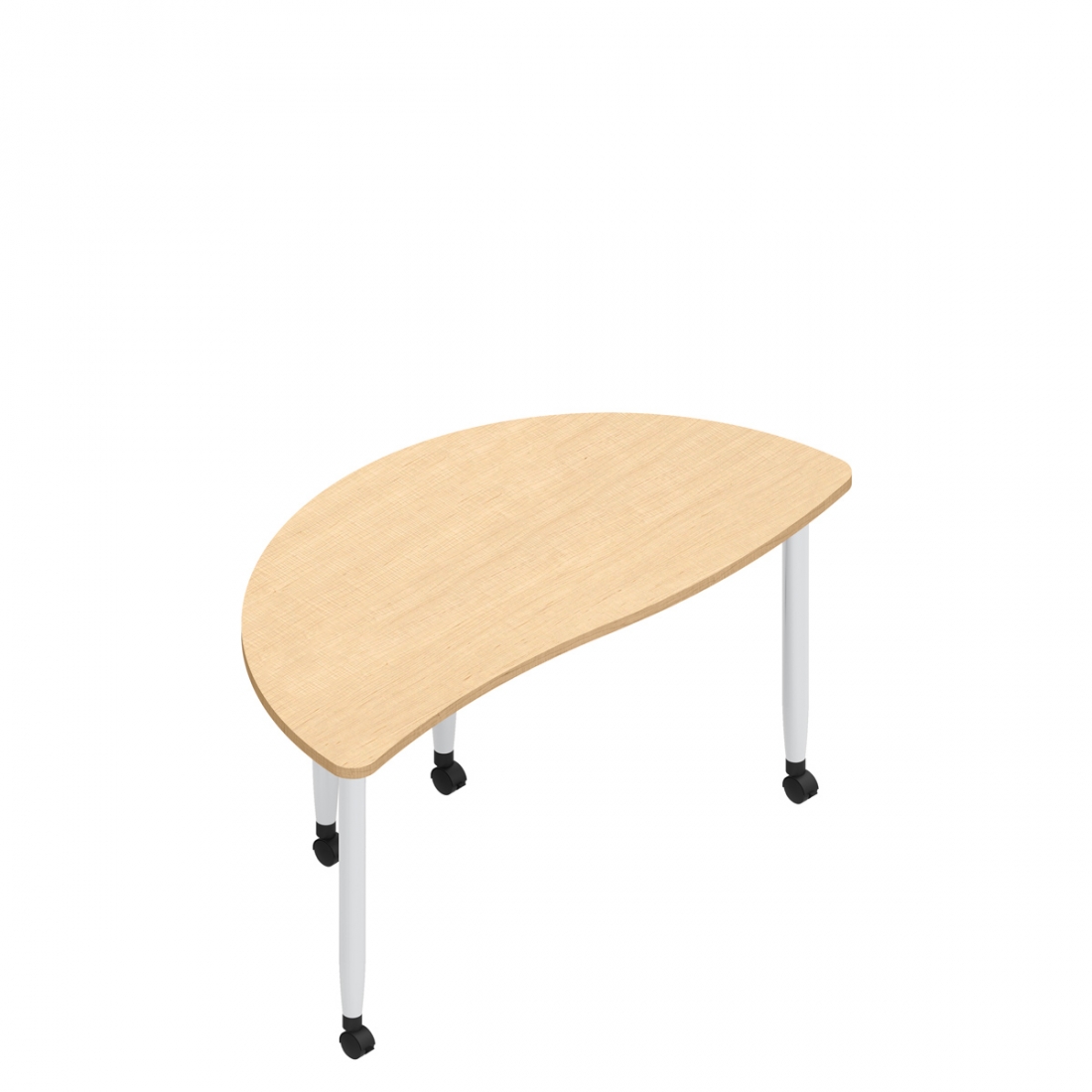 Table d'activité demi-lune à profil courbe, roulettes