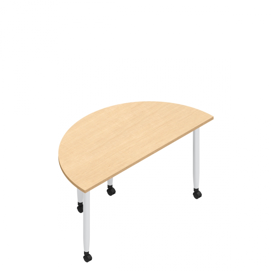 Table d'activité demi-lune à profil droit, roulettes