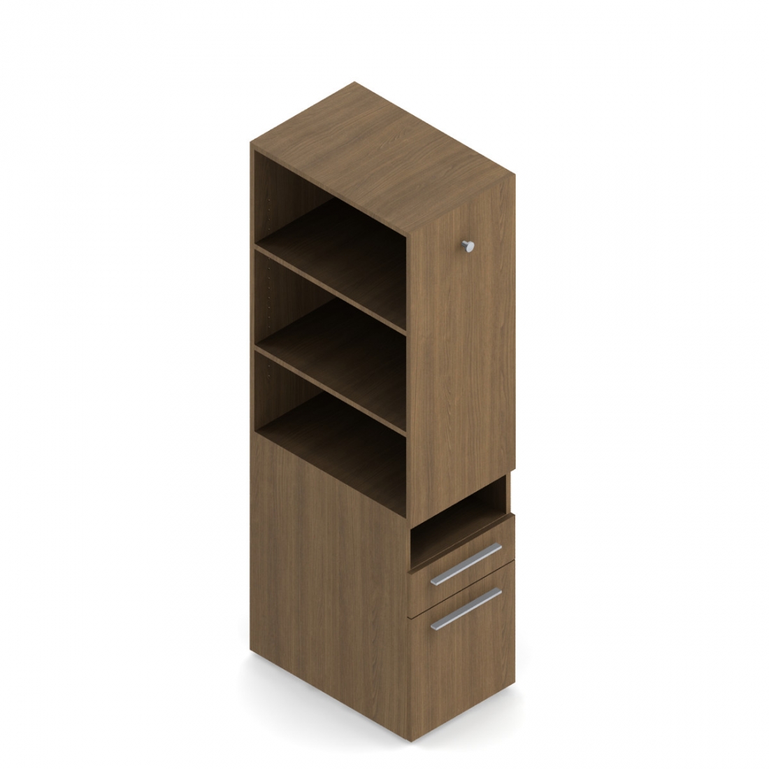 Armoire de rangement de 66 po H, bibliothèque à 27 po H - tablette, tiroir simple et tiroir classeur, droite