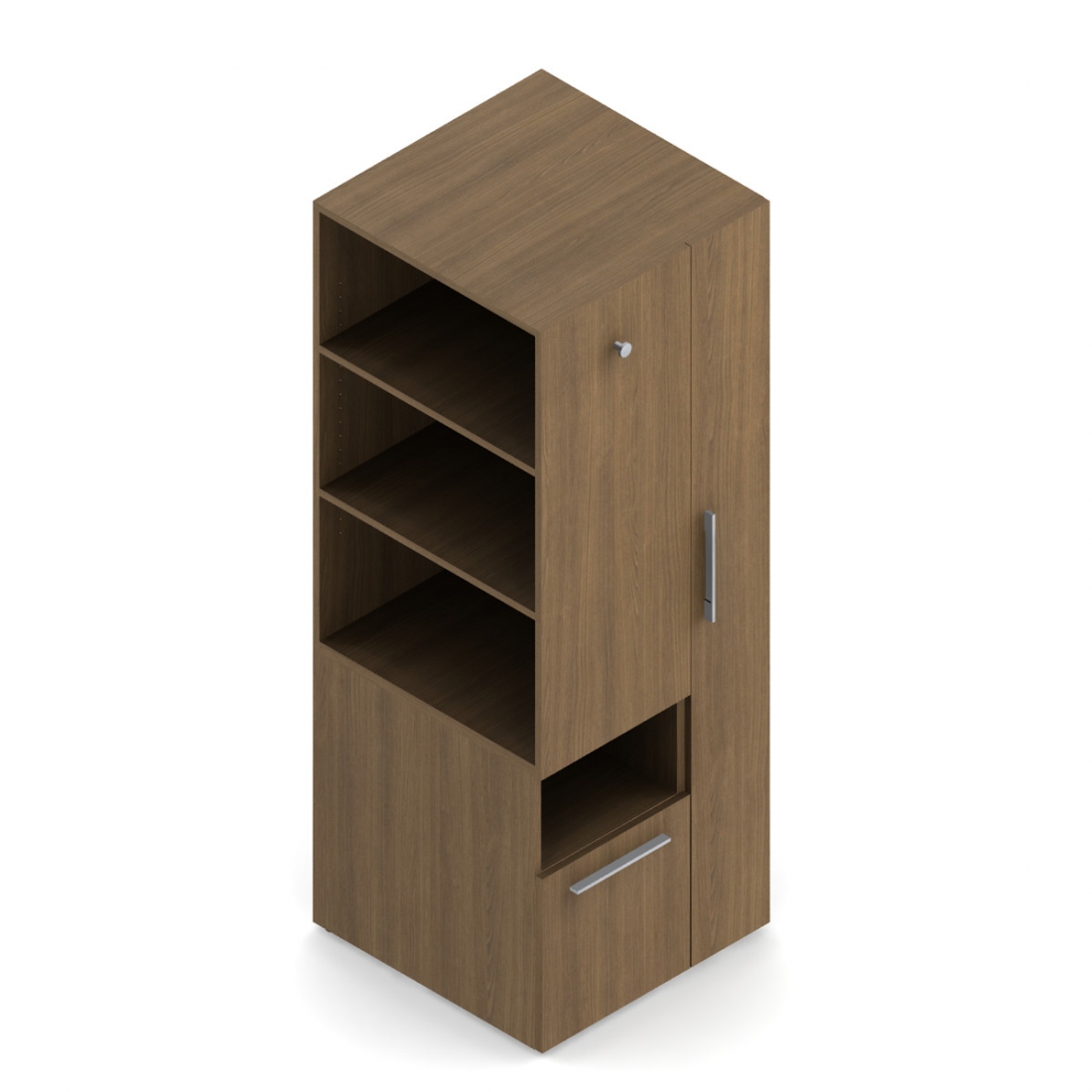 Rangement personnel de 66 po H, bibliothèque à 27 po H - penderie, tablette, tiroir pour recyclage et déchet – gauche