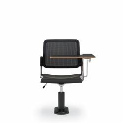 Siège fonctionnel sans accoudoirs avec tablette-écritoire à gauche, assise en polypropylène, dossier en tissu maillé et piétement sur socle Sonic – Siège pour salle de formation – Sièges pour salle de formation – Siège fonctionnel sans accoudoirs avec tablette-écritoire à gauche, assise en polypropylène, dossier en tissu maillé et piétement sur socle