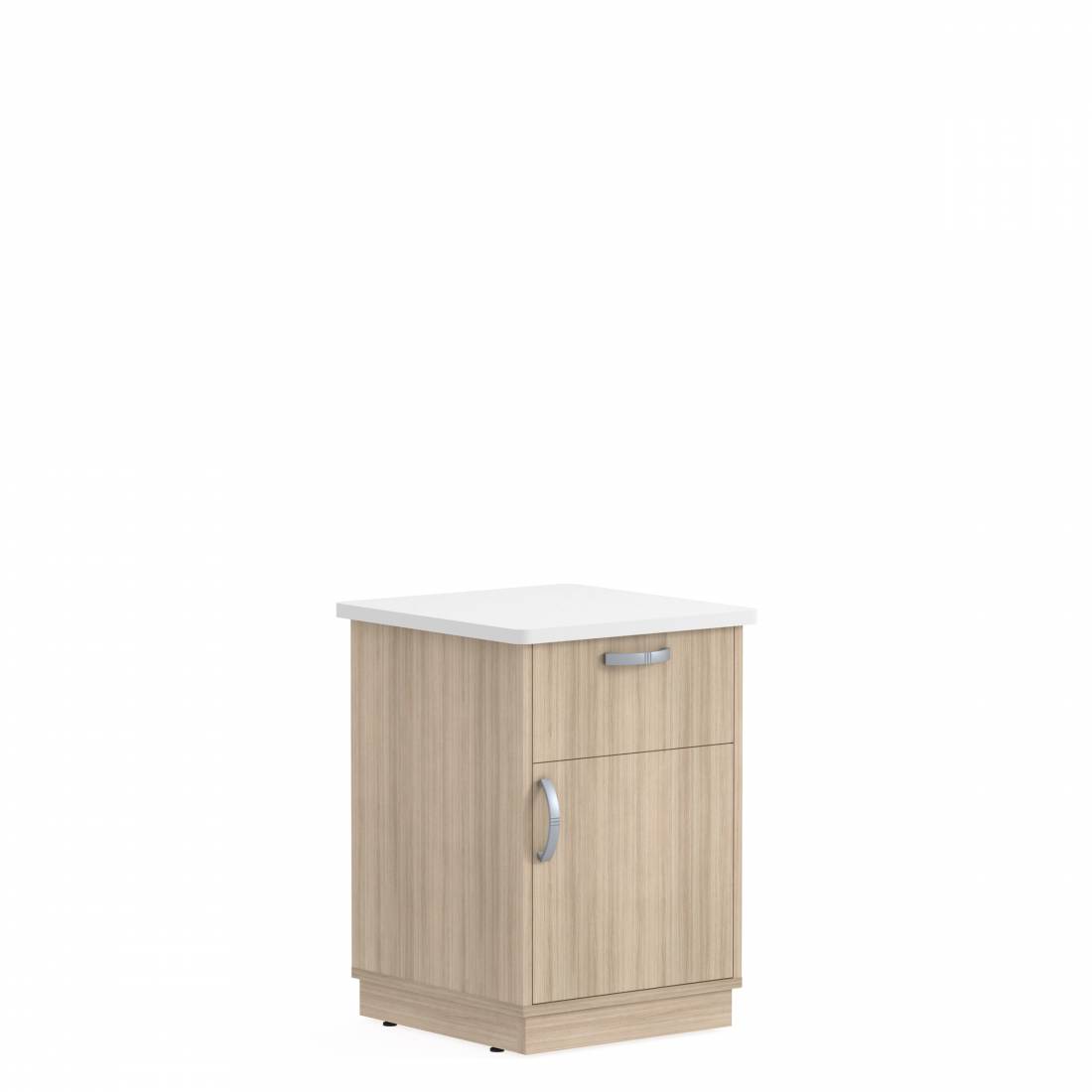 Bedside Cabinet with Solid Surface Top, Plinth Base, Drawer, Right Opening Door