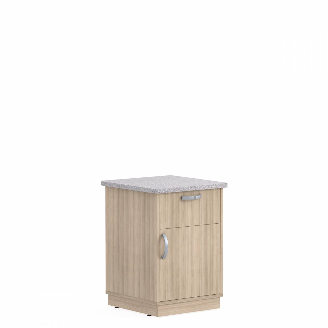 Bedside Cabinet with Solid Surface Top, Plinth Base, Drawer, Right Opening Door