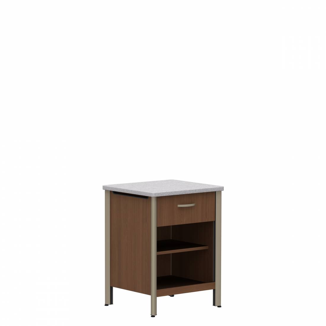 Meuble de chevet, dessus en surface solide, tiroir et tablette réglable