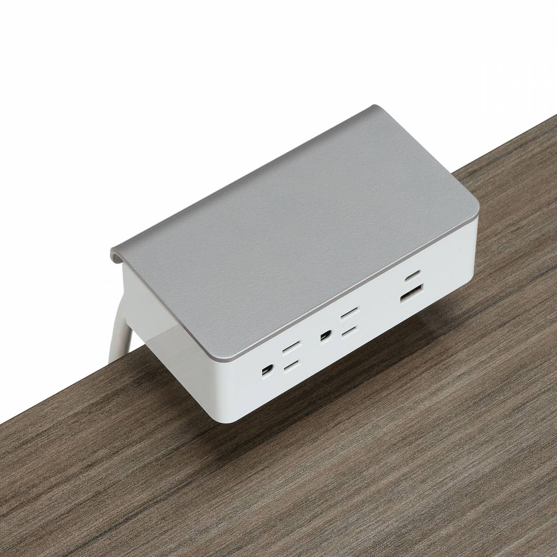 Clamp Mount 2 Power/2 USB-A&C Module, White with Silver Bracket