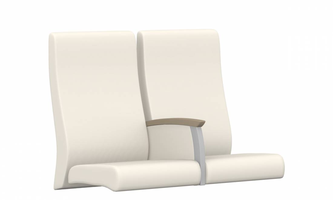 Guest High Back Two Seat Top, One Center Arm, Closed