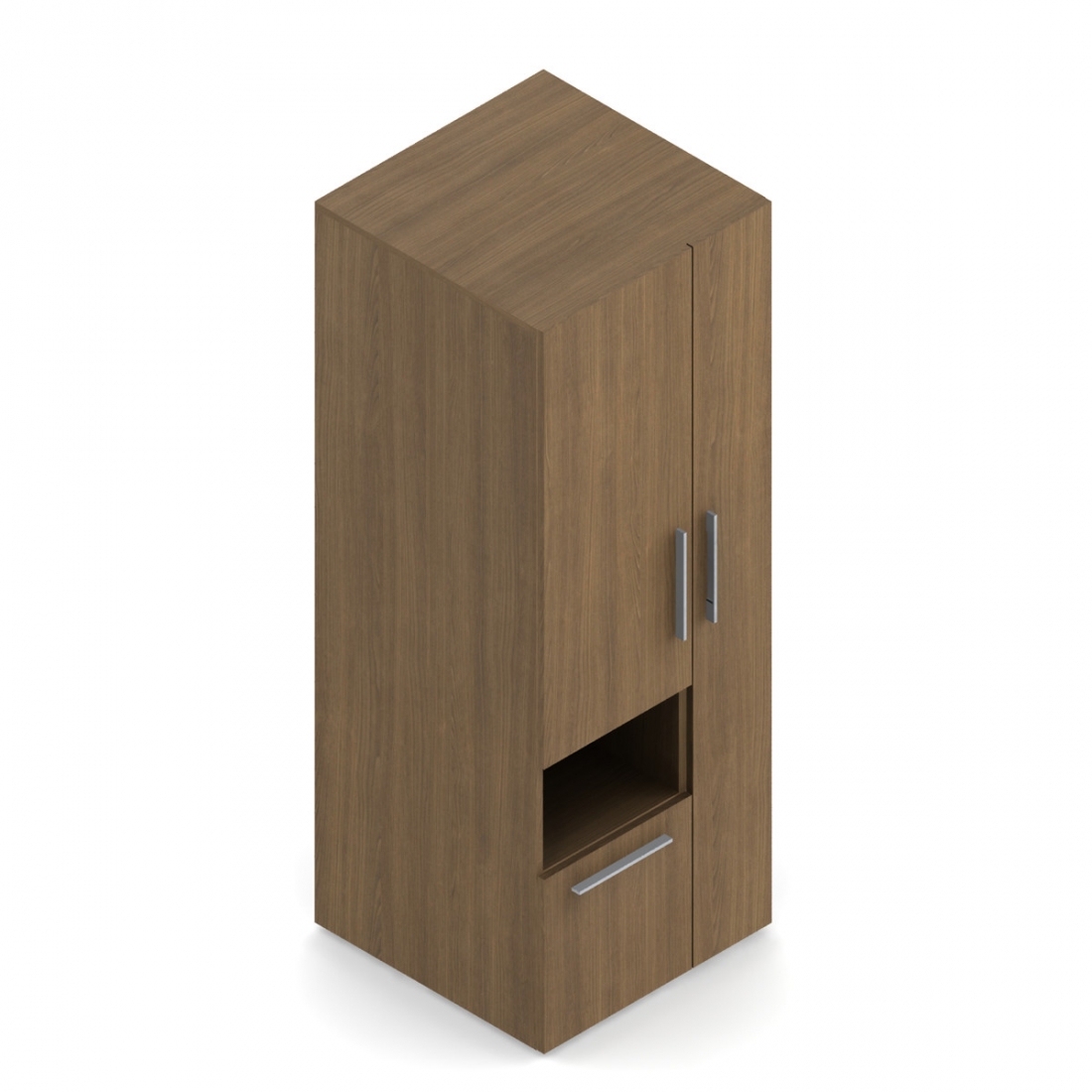 Rangement personnel de 66 po H, porte à 27 po H - penderie, tablette, tiroir pour recyclage et déchet, droite