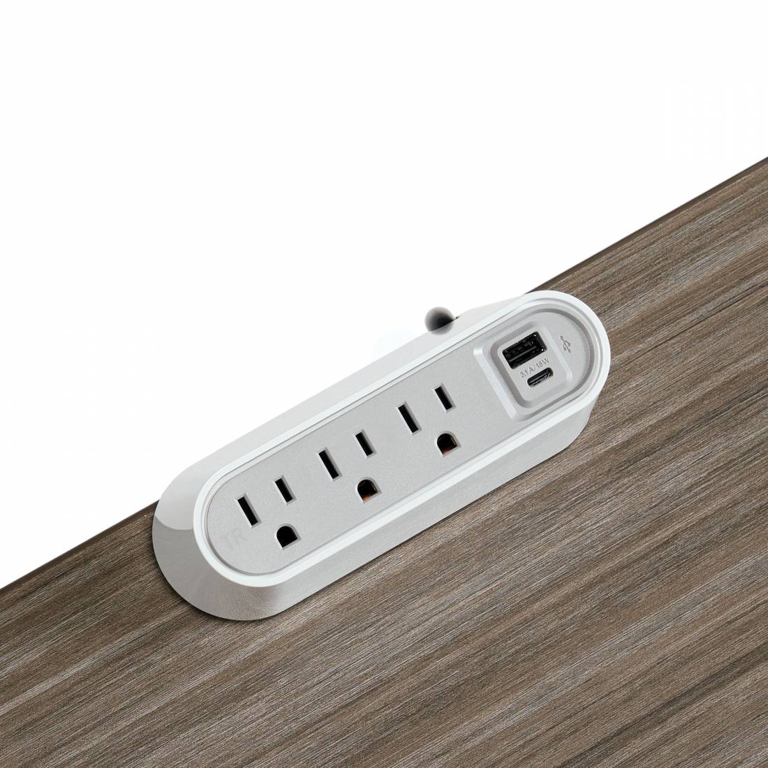 Bloc d'alimentation de bureau mince DPC 3 prises de courant/ports USB-A et C à montage