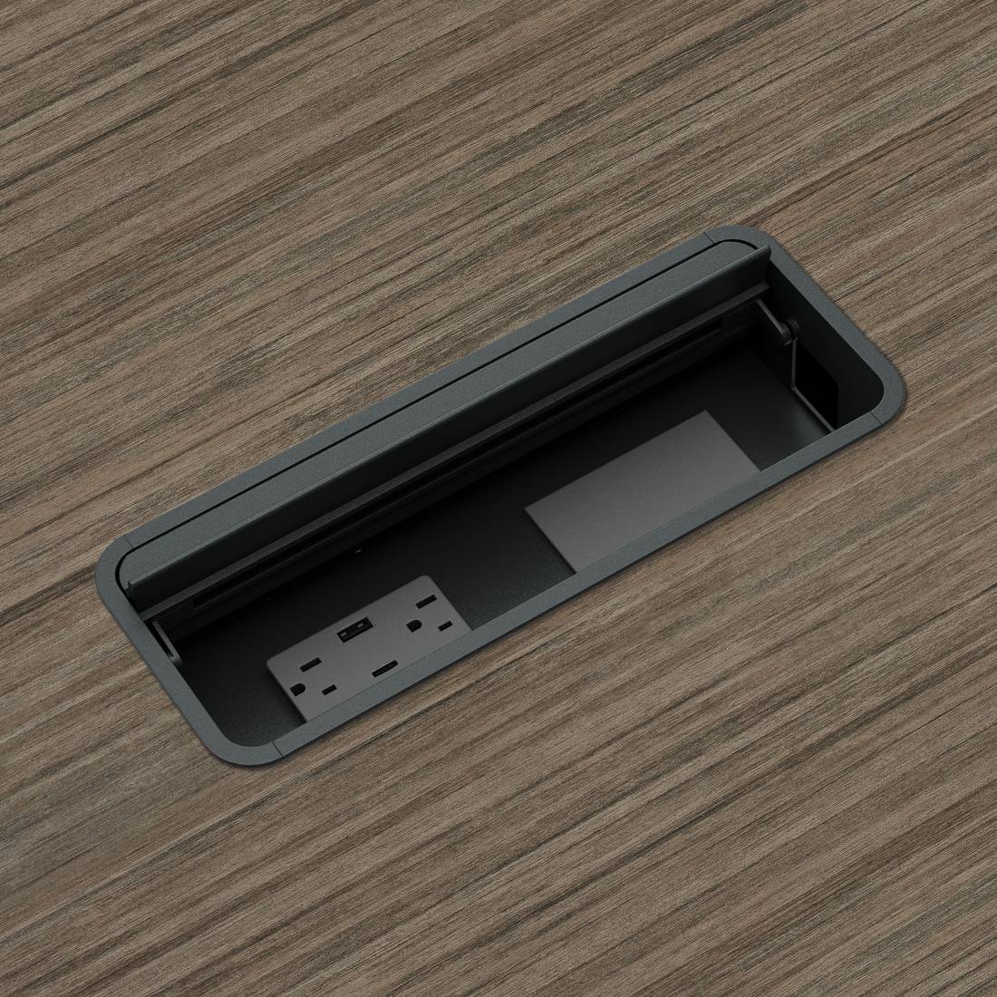 Bloc d’alimentation encastré simple face, ports USB-A et C à montage, noir