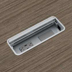 Bloc d’alimentation encastré simple face, ports USB-A et C à montage, tungstène Model Thumbnail