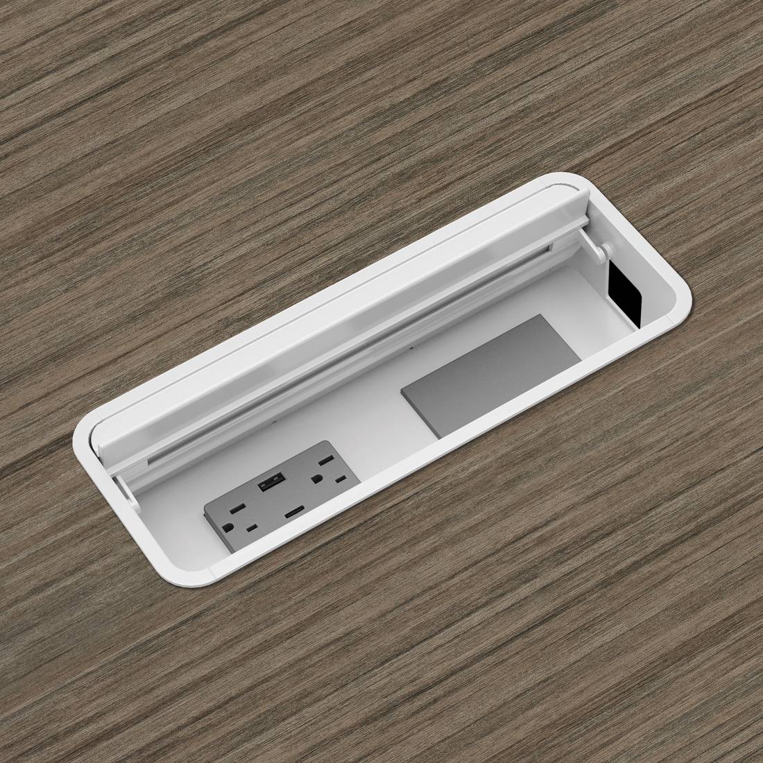 Bloc d’alimentation encastré simple face, ports USB-A et C à montage, blanc