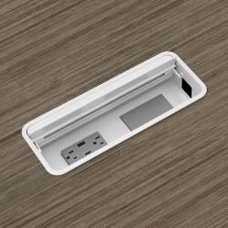 Bloc d’alimentation encastré simple face, ports USB-A et C à montage, blanc Model Thumbnail