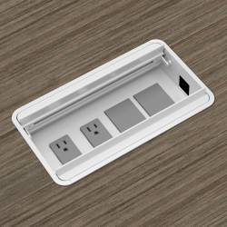 Double Sided Recessed Power Block, White Model Thumbnail