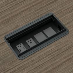 Bloc d’alimentation encastré double face, 1 prise de courant, 1 prise de courant avec ports USB-A et C à montage, noir Model Thumbnail