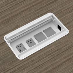 Double Sided Recessed Power Block, 1 Power Outlet, 1 Power/USB-A&C Module, White Model Thumbnail