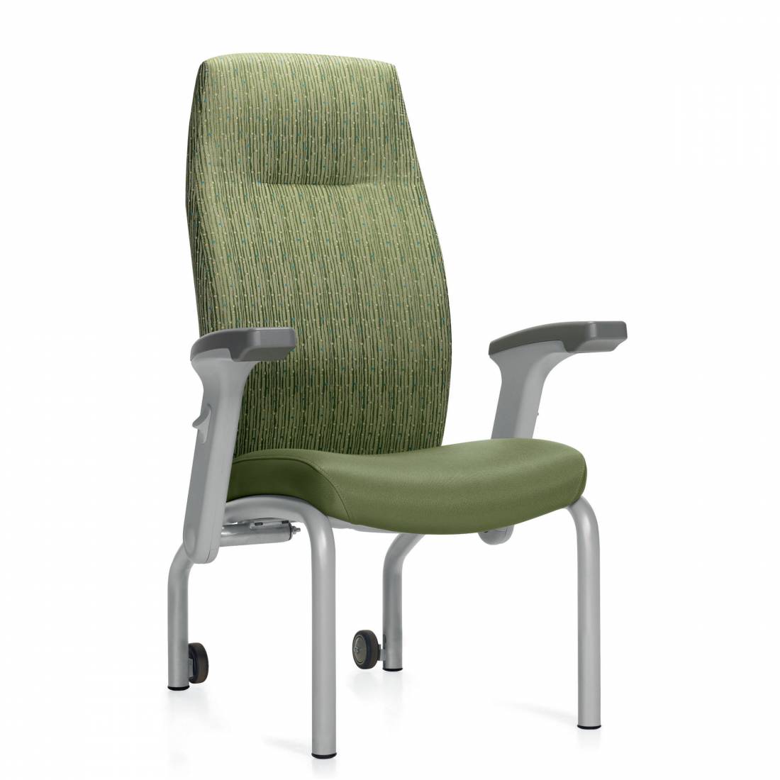 Chaise de patient à dossier haut, appui-tête, assise fixe à 18,5 po