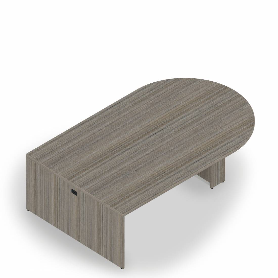 Table multimédia avec îlot en D avec piétement à profil fin, 30,1 po H x 96 po L x 60 po P