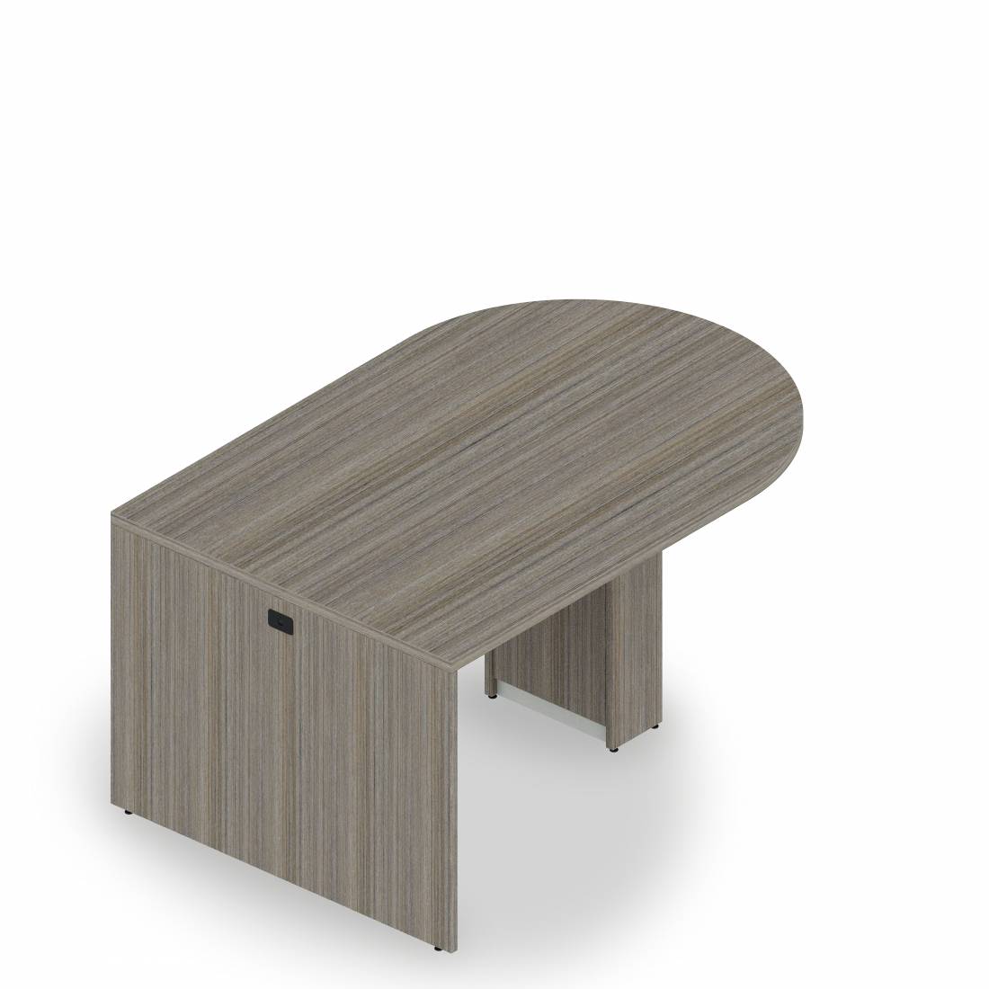 Table multimédia avec îlot en D avec piétement à profil fin, 36,5 po H x 72 po L x 48 po P