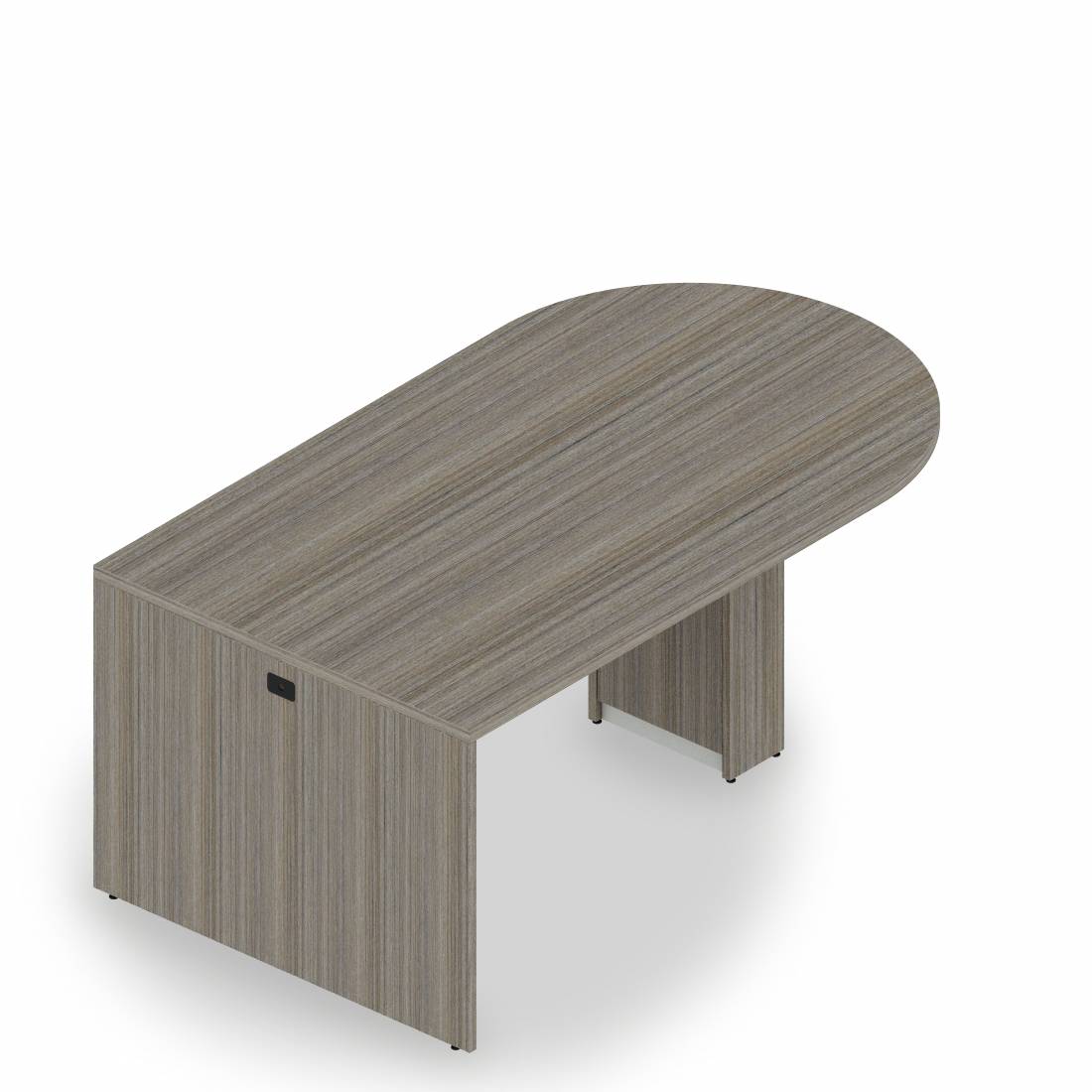 Table multimédia avec îlot en D avec piétement à profil fin, 36,5 po H x 84 po L x 48 po P