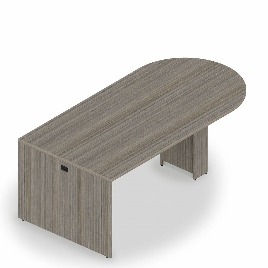 Table multimédia avec îlot en D avec piétement à profil fin, 36,5 po H x 96 po L x 48 po P