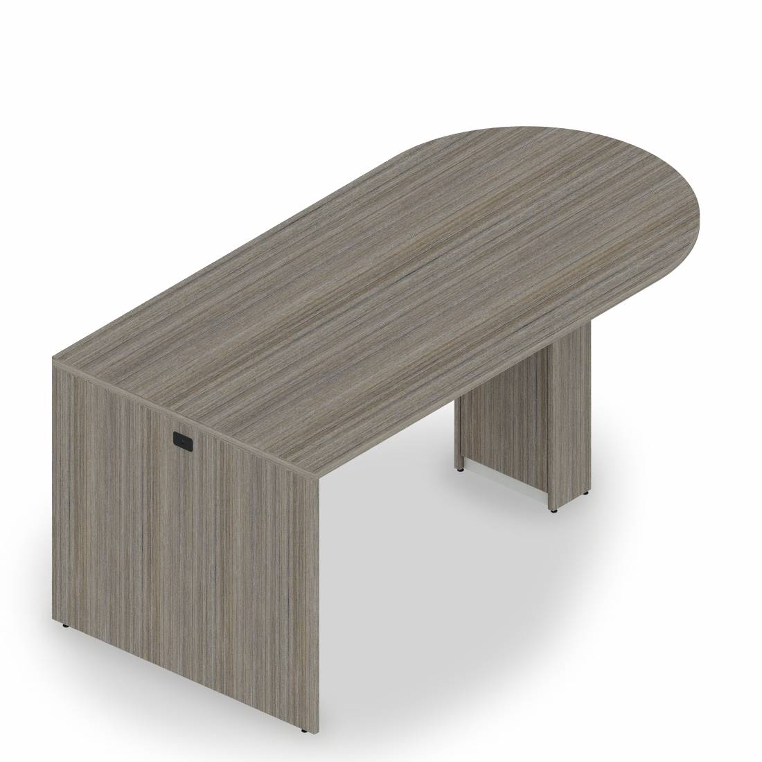 Table multimédia avec îlot en D avec piétement à profil fin, 42,5 po H x 96 po L x 48 po P