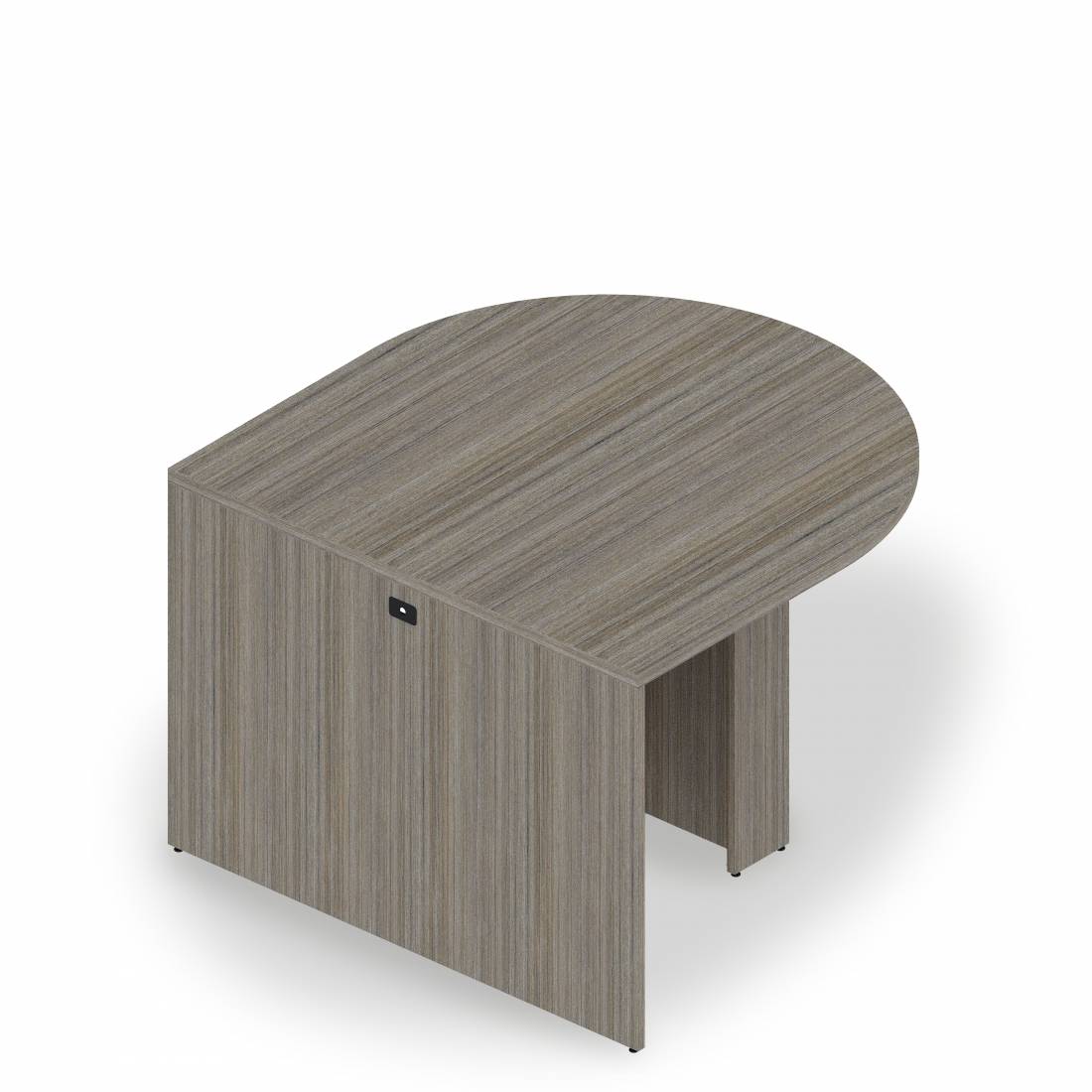 Table multimédia avec îlot en D avec piétement à profil fin, 42,5 po H x 60 po L x 60 po P