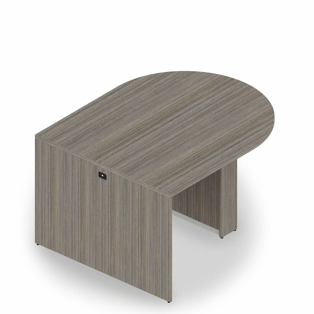 Table multimédia avec îlot en D avec piétement à profil fin, 42,5 po H x 72 po L x 60 po P