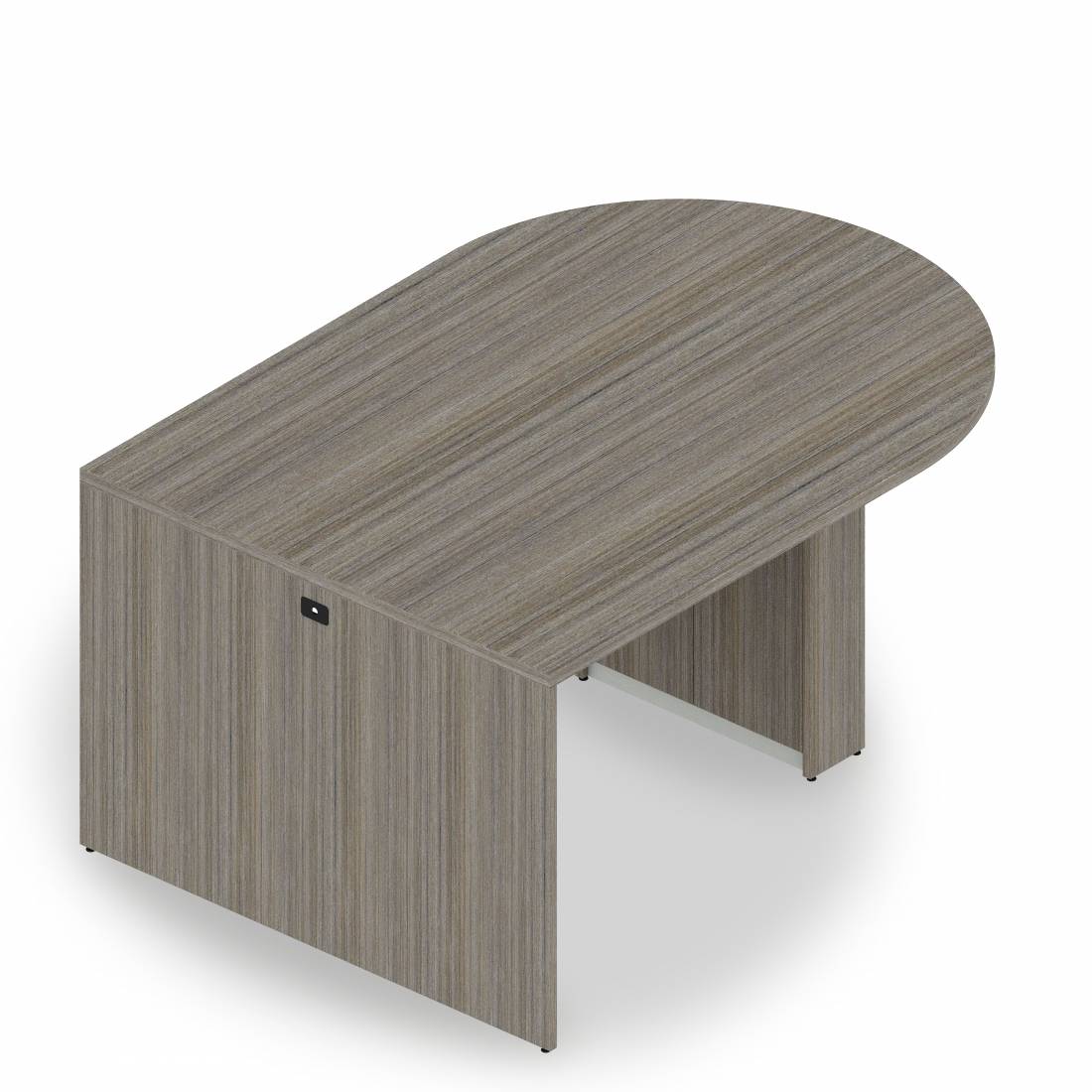Table multimédia avec îlot en D avec piétement à profil fin, 42,5 po H x 84 po L x 60 po P