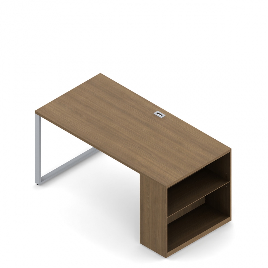 Bureau autoportant avec pieds en métal et bibliothèque, 60 po L x 30 po P, droite