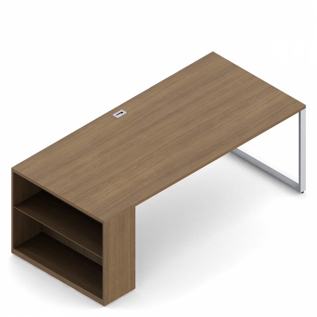 Bureau autoportant avec pieds en métal et bibliothèque, 78 po L x 36 po P, gauche