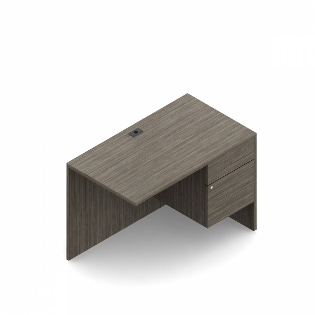 Retour affleurant, 48 po L x 20 po P, un tiroir simple et un tiroir classeur, droite