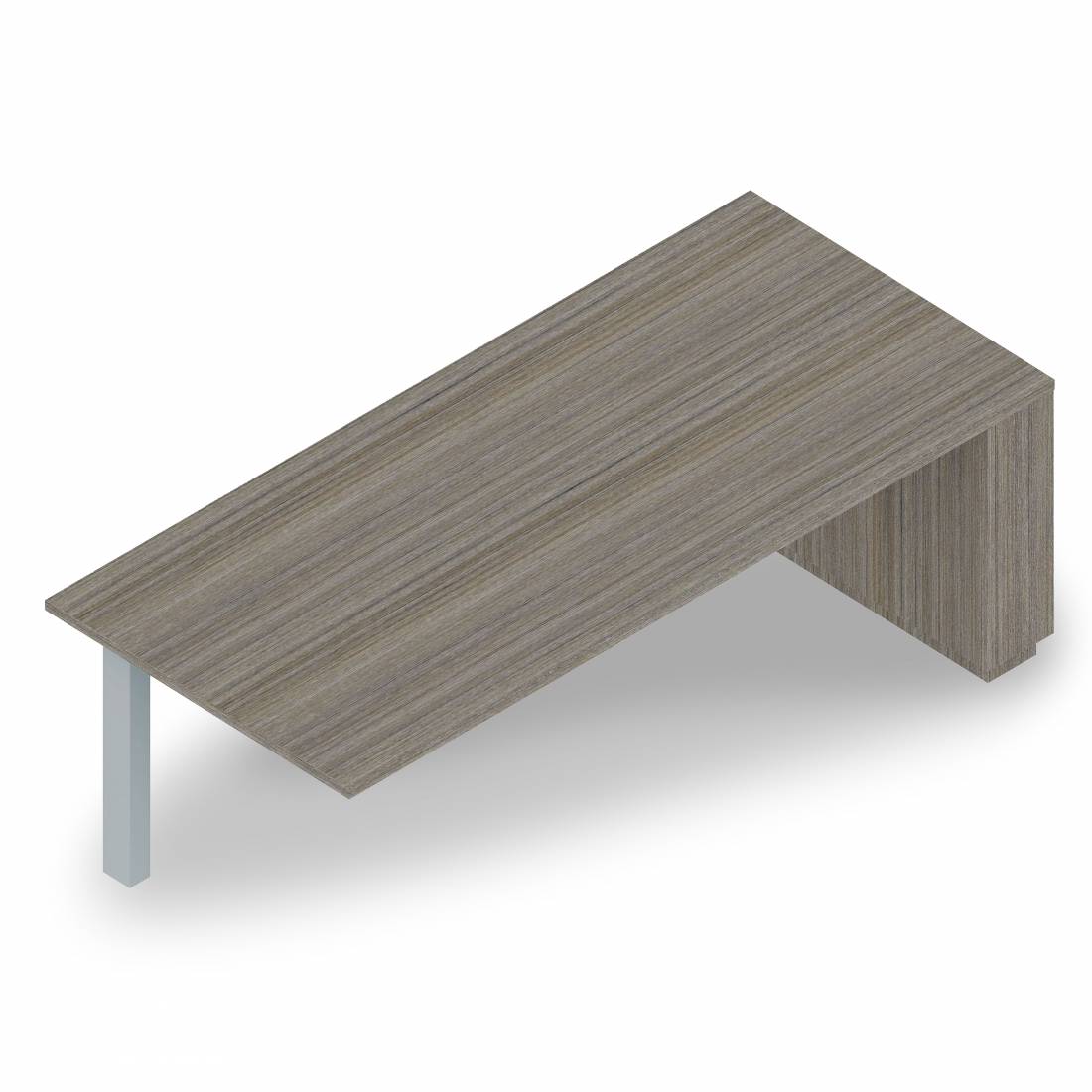 Bureau pour piétement à hauter avec piétement télescopique à profil fin, 76 po L x 34 po P, intégration de bahut à droite