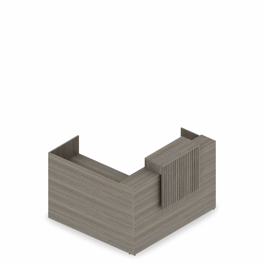 Bureau d'accueil autoportant en « L », 66 po L x 60 po P, retour à droite