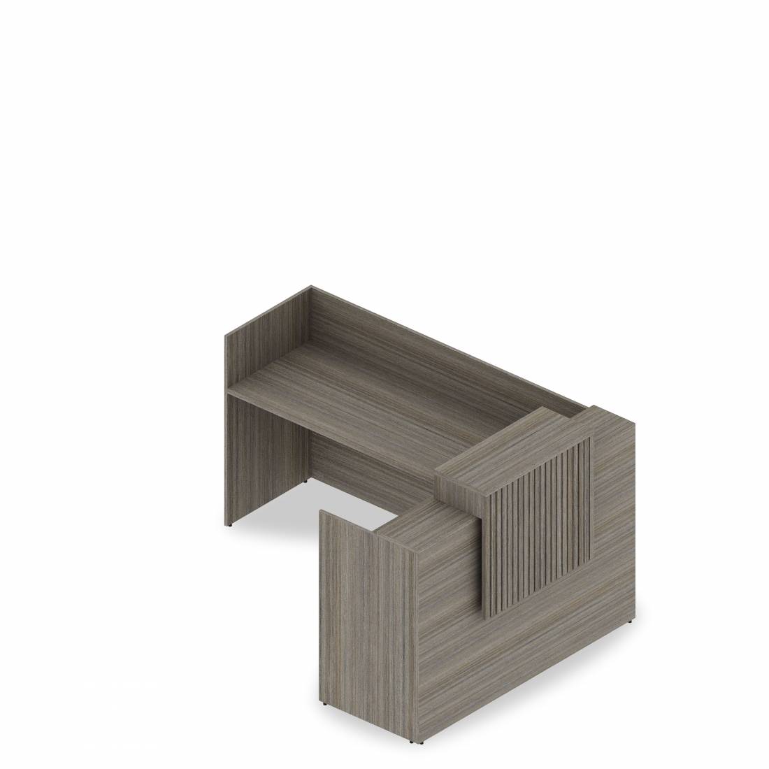 Bureau d'accueil autoportant en « L », 60 po L x 78 po P, retour à gauche