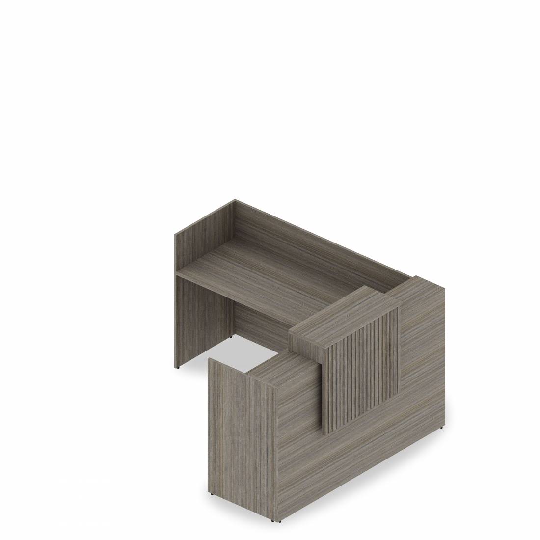 Bureau d'accueil autoportant en « L », 66 po L x 72 po P, retour à gauche