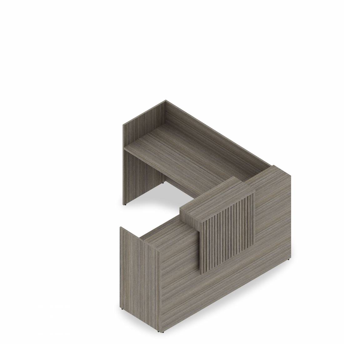 Bureau d'accueil autoportant en « L », 72 po L x 72 po P, retour à gauche