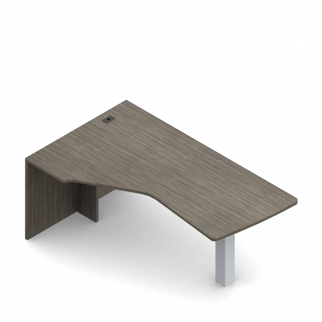 Îlot de coin allongé, panneau latéral pleine longueur et montant (piétement en « T »), 66 po L x 36 po P, droite