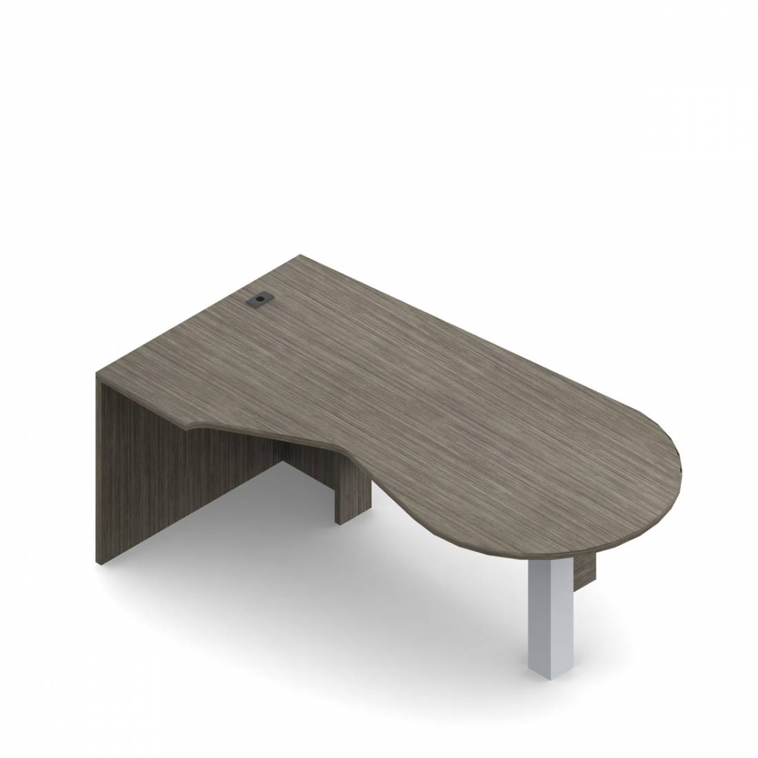 Îlot de coin allongé en « P », faux caisson et montant, 72 po L x 42 po P, droite