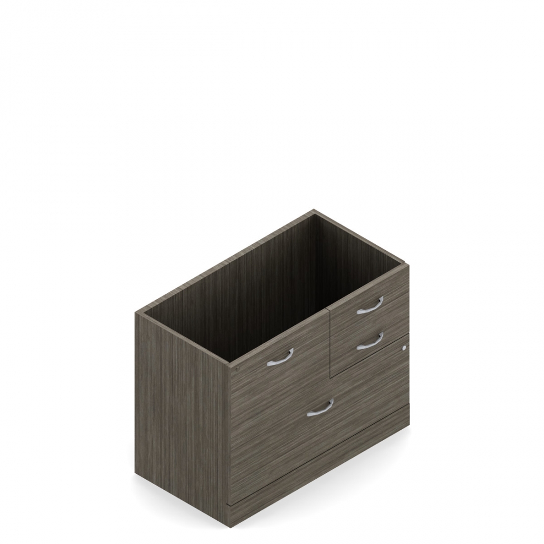 Coquille de rangement mixte 28 po H, 36 po L x 19,3 po P, tiroir classeur, gauche et deux tiroirs de rangement, droite