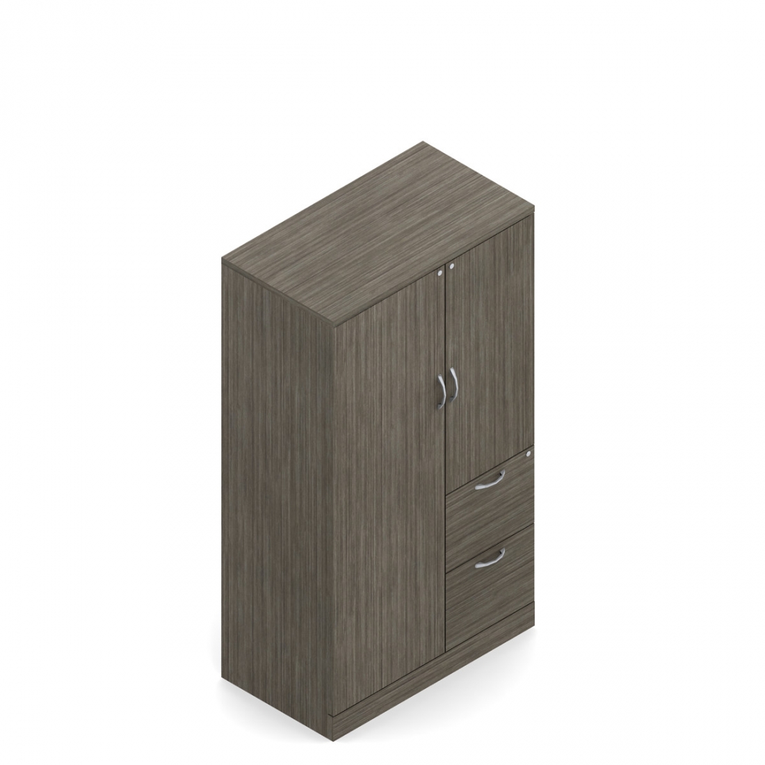 Rangement personnel avec portes de 65,5 po/66 po H, 24 po L x 24 po P, deux tiroirs classeurs, gauche